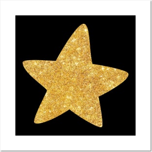 Gold star sticker sparkling gold star Posters and Art